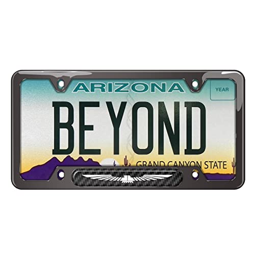 iPick Image Made for Ford Thunderbird Real Carbon Fiber Insert Gunmetal Chrome Stainless Steel License Plate Frame