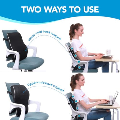 Lumbar Support Pillow for Office Chair, Office Home Essentials,Gifts for Mom,Dad, Back Support Pillow for Car, Chair Cushions,Back Pain Relief Improve Posture,Mesh Cover Double Adjustable Straps