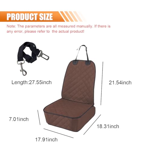ZIMISI Dog Car Seat Cover, Waterproof & Scratch Proof Car Seat Protector with Side Flaps, Nonslip Front Car Seat Covers with Safety Belt, Universal Dog Mat for Cars, SUVs, Trucks (Coffee) - color: Coffee
