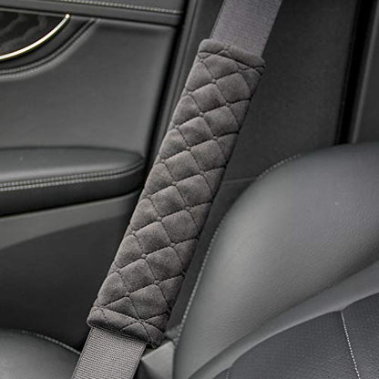 Amooca Soft Automotive Seat Belt Cover Seatbelt Shoulder Pad Neck Protector Cushions Universal Fit SUV Trucks Backpack 2 PCS Black 10.2in - color: Black, size: 10.2in-2pc