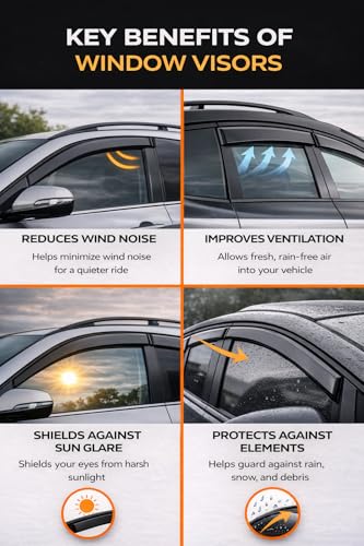 2019-2026 Tape-On Side Window Visor Deflectors for Subaru Ascent Smoke Tinted Rain Guards Premium Onyx Limited 2020 2021 2022 2023 2024 2025 - size: For Subaru Acent 2019-2026