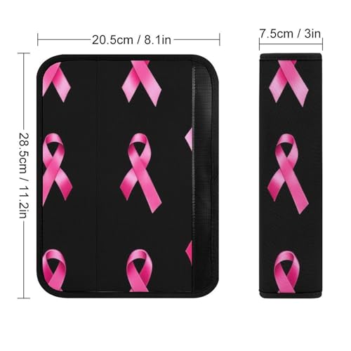 Women's Car Belt Covers, Breast Cancer Awareness Ribbons Black Fashion Cushion Pad Car Shoulder Strap Harness Pad - color: Color347