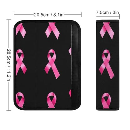 Women's Car Belt Covers, Breast Cancer Awareness Ribbons Black Fashion Cushion Pad Car Shoulder Strap Harness Pad - color: Color347