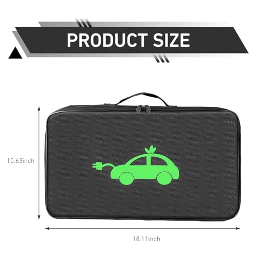 Car Tools Cable Bag, Waterproof Electric Vehicle Charging Cable Organizer Bag, Portable EV Charging Cable Bags, Storage & Organizer for Jumper Cables, Universal for Cars Trucks (Rectangle)
