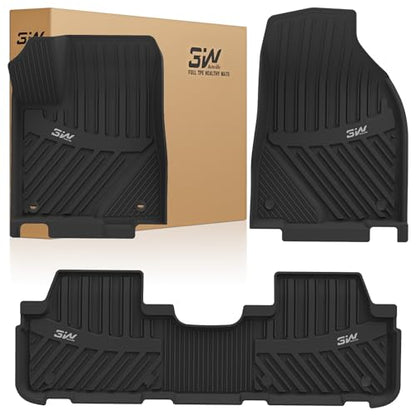 3W Floor Mats Fit 2014-2019 Toyota Highlander (Not for Hybrid), All Weather TPE Custom Fit Car Floor Liners 1st&2nd Row, Black - style: 3. Highlander|14-19|Floor Mats