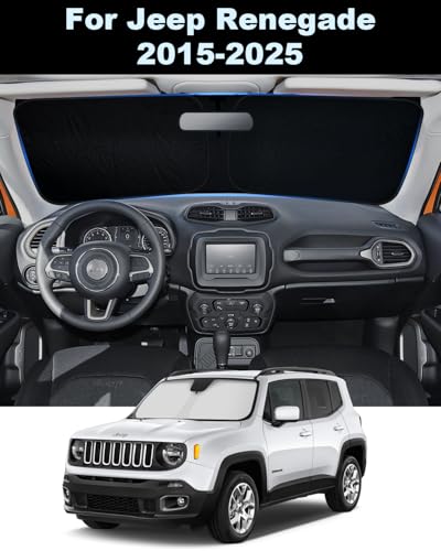 Front Windshield Sunshade fit for Jeep Renegade 2015-2025 UV Ray Reflector Foldable Car Shade Automotive Windshield Sunshades Jeep Renegade Windshield Sun Shade |Keeps Your Vehicle Cool| - size: fit for Jeep Renegade 2015-2025