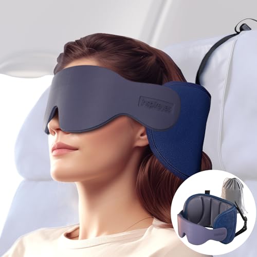 Inspireyes Travel Pillows for Airplanes, 360° Head Support for Long Flight, Soft Airplane Pillow with 3D Eye Mask for Sleeping, Stop Bobblehead, Airplane Headrest Gadgets, Dark Grey - color: Dark Grey