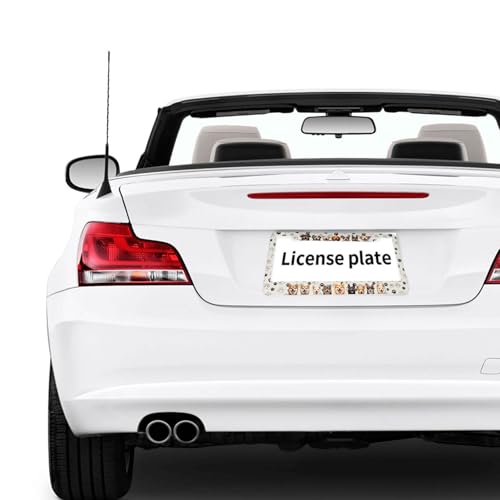 Happy Dogs License Plate Frame Dancing Pawprints Partner Animal Personalise Stainless Steel Funny Design Compatible with Standard License Plate Holder for USA 6 X 12 Inch with Screws - color: Happy Dogs, size: 6"L x 12"W(1PC)