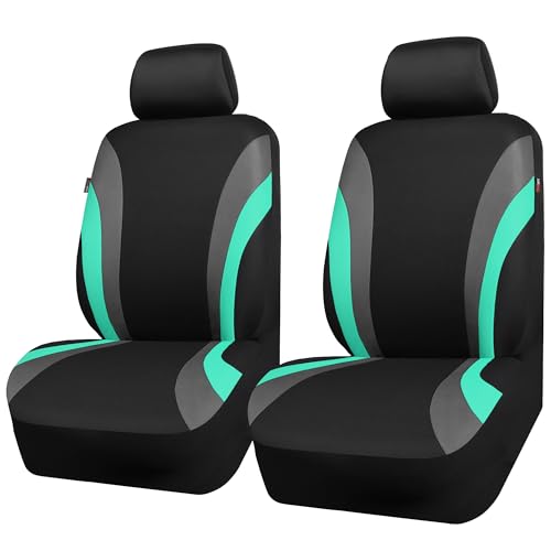 CAR PASS Line Rider Sporty Front Seat Covers,Mint Car Seat Covers Two Front Seats Only for Cute Women Girl, Airbag Compatible,Universal Fit Sedans,Cars,Vans,SUV,Truck(Black and Mint) - color: Black and Mint, size: Two Front Seat
