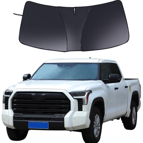 Aunginsy Front Windshield Sunshade Compatible with Toyota Tundra/Sequoia 2022-2026, Windshield Sunshades Foldable Reflective Sun Visor for UV Rays & Sun Heat Protection Car Cool Interior Accessories - color: Black