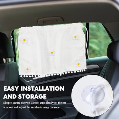 Car Side Window Sun Shade Privacy Curtain for Baby, Suction Cup Window Shade, 25"x18" Car Cartoon Sunshade Protector Heat Blocker Cover, Privacy Curtain for Kids Women (Five Small Flowers) - color: Five Small Flowers