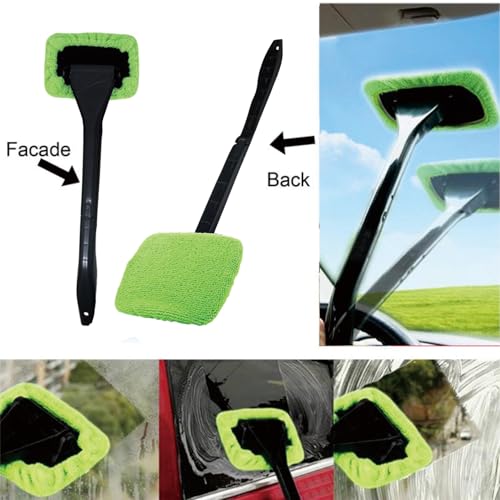 8pcs Car Windshield Cleaning Tool, Windshield Cleaner with with 5 Little Microfiber Pads That can be Washed/reused, Window Cleaner Tool, for Auto Glass Wiper (Green 01) - color: green 01