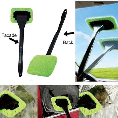 8pcs Car Windshield Cleaning Tool, Windshield Cleaner with with 5 Little Microfiber Pads That can be Washed/reused, Window Cleaner Tool, for Auto Glass Wiper (Green 01) - color: green 01