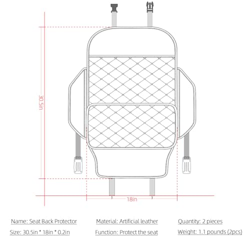 TAIKOO Seat Back Protector + Large Capacity Pocket Storage Organizer,Preventing the Impact of Children Stepping on the Seat Backrest (Black) - color: Black