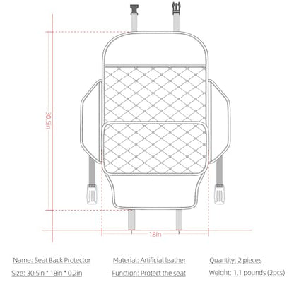 TAIKOO Seat Back Protector + Large Capacity Pocket Storage Organizer,Preventing the Impact of Children Stepping on the Seat Backrest (Black) - color: Black