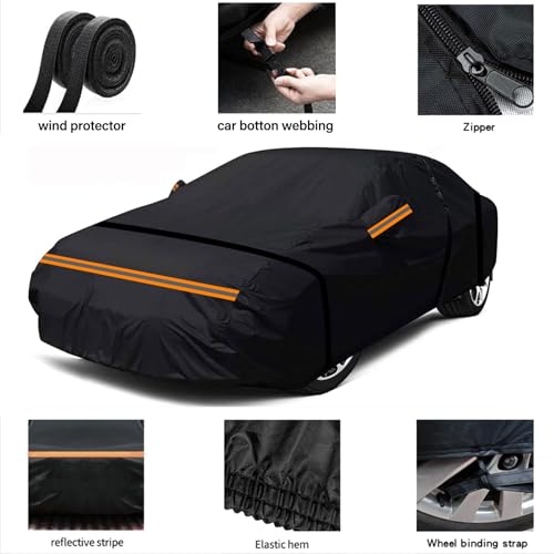 Car Cover Waterproof All Weather Custom Fit for F-ord Mustang 1994-2025 Rain Hail Sun Protector Car Cover with Door Zipper - size: Fit for F-ord Mustang 1994-2025