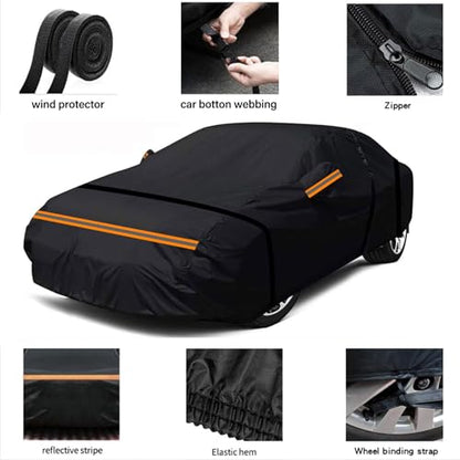 Car Cover Waterproof All Weather Custom Fit for F-ord Mustang 1994-2025 Rain Hail Sun Protector Car Cover with Door Zipper - size: Fit for F-ord Mustang 1994-2025