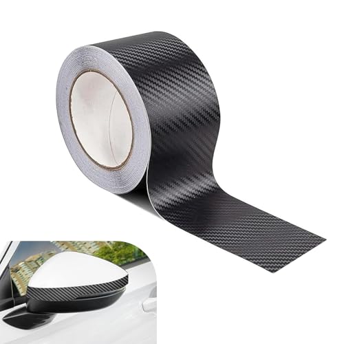 Car Door Edge Guard, 2.7 inch × 23 FT 3D Carbon Fiber Txture Door Sill Protector, Anti-Collision Anti-Scratch Car Wrap Film, Universal Sill Protector for Most Cars (Black)