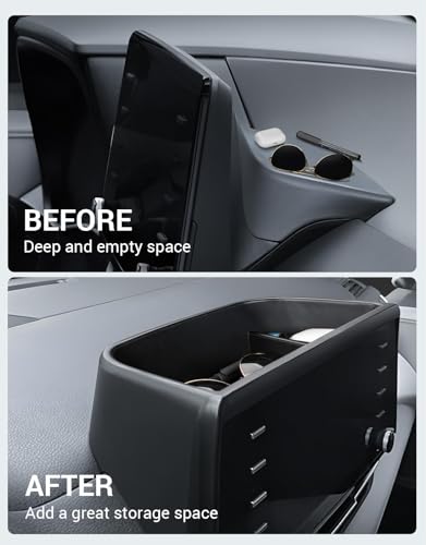 Ecarzo Dash Tray Phone Holder Compatible with 2021-2024 Toyota Sienna Interior Accessories, Hidden Storage Organizer Behind Screen Sunglass Tissue Holder（Not Fit 2025 Sienna） - size: Toyota Sienna 2021-2024 Behind Screen Tray