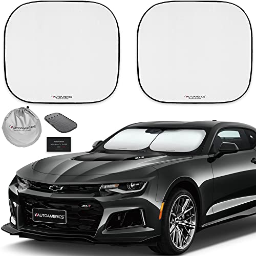 Autoamerics 2-Piece Windshield Sun Shade - Foldable Car Front Window Sunshade for Most Compact Sports Cars - Auto Sun Blocker Visor Protector Blocks 99% UV Rays and Keeps Your Vehicle Cool - Small Fit - color: STANDARD SILVER, size: SPORTS (SMALL)