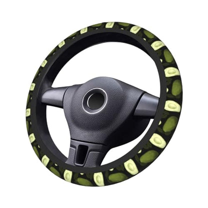Avocado Steering Wheel Cover With 2 Car Coasters Non Slip Neoprene For Women Men Universal 15 Inch - color: Avocado