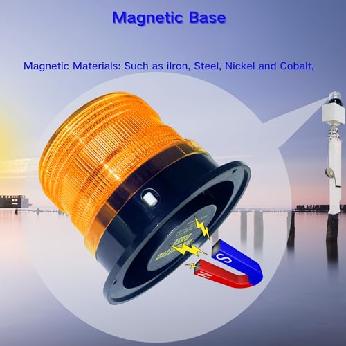 Solar Warning Beacon Light, Yellow Magnetic LED Signal Light with 4 Flashing Modes, IP65 Waterproof, Ideal for Forklifts, Trucks, Roadside Assistance, Boat, Yacht, Hazard Warning Buoys - color: Yellow light