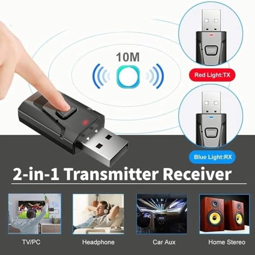 USB Bluetooth Transmitter for TV with Clear Sound Quality Plug and Play Stable, 5.0 Bluetooth Adapter for TV/Car/PC Audio Adapter