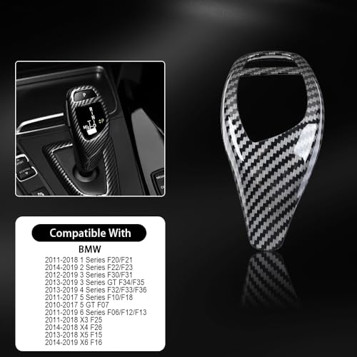 Car Gear Shift Knob Cover Carbon Fiber Grain Accessories for BMW F06 F07 F10 F20 F22 F30 F32 F34 X3 X4 X5 X6 Interior Trim Protector 1 2 3 4 5 Series GT(2010-2019) - size: BMW-1PCS