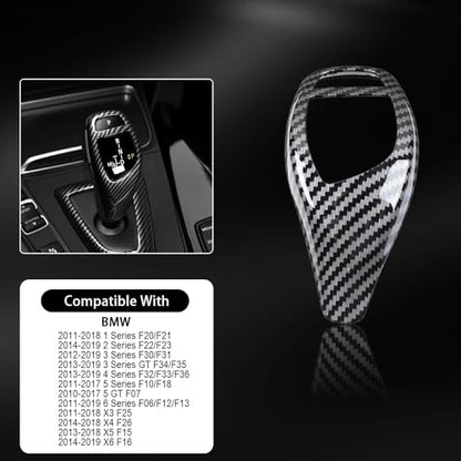 Car Gear Shift Knob Cover Carbon Fiber Grain Accessories for BMW F06 F07 F10 F20 F22 F30 F32 F34 X3 X4 X5 X6 Interior Trim Protector 1 2 3 4 5 Series GT(2010-2019) - size: BMW-1PCS