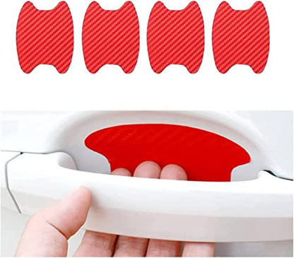 XINLIYA 4PCS Universal Carbon Fiber Door Handle Protector Sticker, Anti-Scratches Auto Protective Film, Side Paint Cover Guard Fit for Most Car Handles (Red) - color: Red