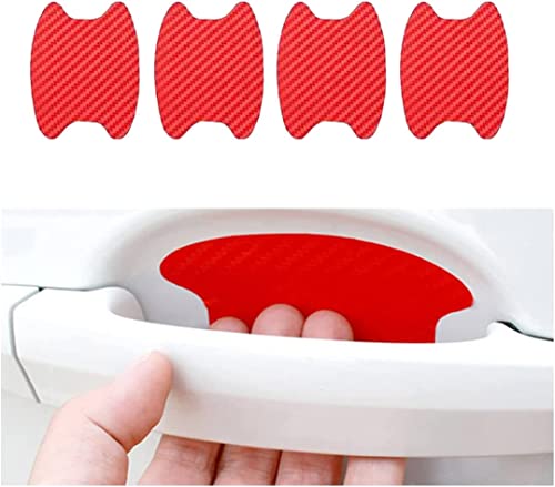 XINLIYA 4PCS Universal Carbon Fiber Door Handle Protector Sticker, Anti-Scratches Auto Protective Film, Side Paint Cover Guard Fit for Most Car Handles (Red) - color: Red