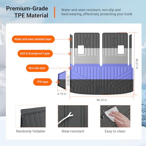 powoq Cargo Mat Compatible with 2022-2026 Acura MDX Trunk Mat with Backrest Mat Cargo Liner Back Seat Protector TPE Replacement for 2022-2026 Acura MDX Accessories (Trunk Mat with Backrest Mats) - size: Compatible With Acura Mdx | 2022-2026
