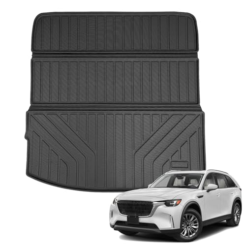 Auxko All Weather Cargo Mat with Back Seat Mat Fit for Mazda CX90 2026 2025 2024 TPE Trunk Mat Accessories All Season Odorless Anti-Slip Black - size: cx90|2024-2026|cargo+backrest mats