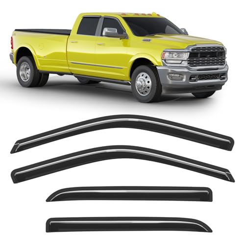 Extra-Thick Window Rain Guard for Dodge Ram 1500 2009-2024 Ram 2500&3500 2010-2025 Rain Guards Tape-on Side Truck Window Visors Vent Visor Window Deflectors Vent Shades Car Accessories - size: Fit for 09-24 Ram 1500/10-25 Ram 2500 & 3500
