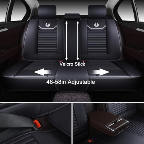 OASIS AUTO Car Seat Covers Full Set Premium Waterproof Full Coverage Faux Leather Luxury Universal Fit for SUV, Sedan, Pick-up Truck, Premium Interior Protectors (OD-008 Black) - color: Black