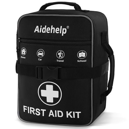 520 Pieces Premium First Aid Kit - Large Emergency Medical Kit for Survival, Car, Home, Travel, Camping, Backpack, Hiking, School (Black) - color: Black