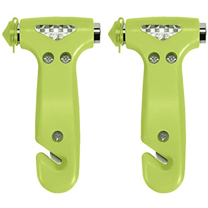MOTORBUDDY 2-Pack Car Safety Hammer, Auto Emergency Escape Hammer with Window Breaker and Seat Belt Cutter, Emergency Escape Tool for Car Accidents, Glow in The Dark - color: Green
