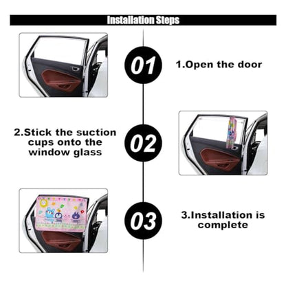Car Window Shade for Baby, Blackout Car Window Curtain with Storage Pockets & 7 Suction Cups, Cartoon Pattern Cars Side Window Sun Shade Cover for Sun/Heat/UV Rays Protection (Pink-Animals) - color: Pink-Animals