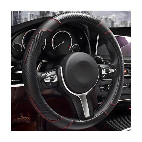 Car Steering Wheel Cover, 15 inch Carbon Fiber Microfiber Leather Elastic Steering Wheel Protector, Breathable Anti-Slip Comfortable Steering Wheel Covers for Most Cars (Black) - color: Black