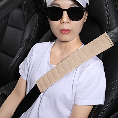 HighnessHwoo Car Seatbelt Covers Cushion Shoulder Pads Protector Sleeve for Adults, Auto Extra Long Seat Belt Strap Cover Decorations for Women, Kids, Honda, Trucks Accessories, 2Pcs, 10.5in, Beige - color: Beige, size: 10.5in - 2pcs