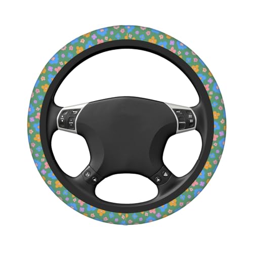 Hippie Flower Green Elastic Steering Wheel Cover Universal 15 Inch - color: 13