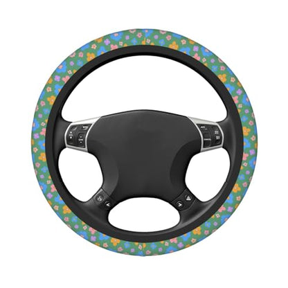 Hippie Flower Green Elastic Steering Wheel Cover Universal 15 Inch - color: 13