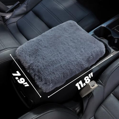 SEG Direct Auto Center Console Cover, Furry Car Armrest Cover, Soft Fluffy Middle Console Pad, Car Armrest Seat Box Cover for Women Men, Universal Fit for Most Vehicle, SUV, Truck, Car (Blue Gray) - color: Blue Gray