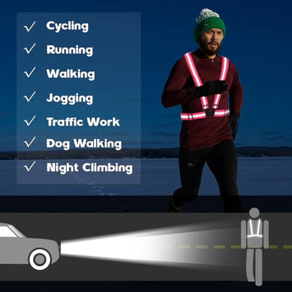 Tenalleys 2 Pack Reflective Vest Running Gear Adjustable High Visibility Reflective Running Safety Vest for Women Men Night Cycling,Hiking, Jogging,Dog Walking - color: Pink