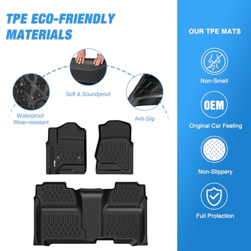 Nilight Floor Mats for Chevy Silverado GMC Sierra 1500 Crew Cab 2014-2018, Chevrolet Silverado Sierra 2500HD 3500HD 2015 2016 2017 2018 2019 All Weather Custom Fit Heavy Duty Floor Liners - color: 2014-2018 Silverado GMC Sierra|Crew Cab|BucketSeat