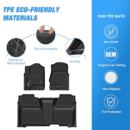 Nilight Floor Mats for Chevy Silverado GMC Sierra 1500 Crew Cab 2014-2018, Chevrolet Silverado Sierra 2500HD 3500HD 2015 2016 2017 2018 2019 All Weather Custom Fit Heavy Duty Floor Liners - color: 2014-2018 Silverado GMC Sierra|Crew Cab|BucketSeat