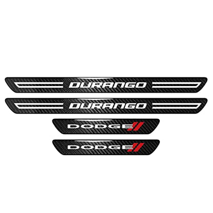 iPick Image for Dodge Durango Black Real Carbon Fiber 4 Pcs Universal Door Sill Step Protector Kick Plates - Official Licensed - color: Black
