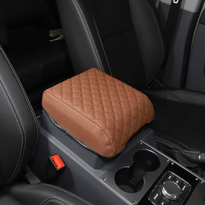 Armrest Box Cover Center Console Pad Compatible with Ineos Grenadier 2020-2024, Comfortable, Breathable, Waterproof Leather Center Console Armrest Cushion (Brown) - color: Brown
