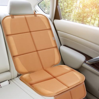 Meolsaek Car Seat Protector for Child Car Seat, Durable 600D Fabric Waterproof Car Seat Cover with Thick Pad Non-Slip Backing，No Imprints (Tan-2 pcs) - color: Tan-2 pcs