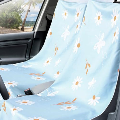 Hahafelt 2 Pack Car Seat Towel Covers with Storage Bag, 63 x 32 Inch Universal Non Slip Waterproof Sweat Protector for Car Truck, Gym Swimming Running, Machine Washable (Daisy) - style: Daisy